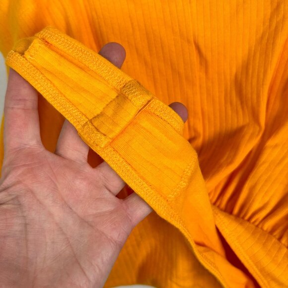 NWT Free People Marissa Bodysuit Tangerine Size XS Orange Square Neck Thong New - Picture 10 of 14